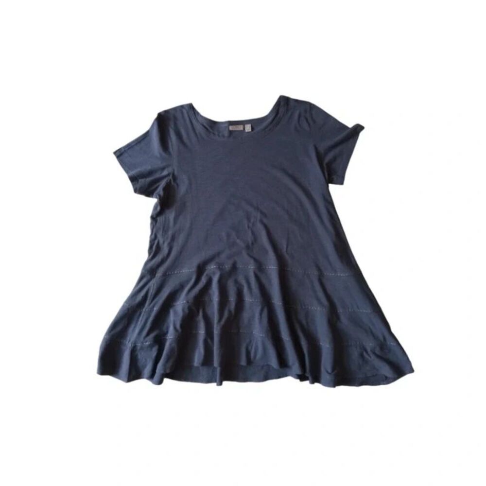 Logo Lori Goldstein Contrast Stitch Asymmetrical Cotton Slub Top Women's Large